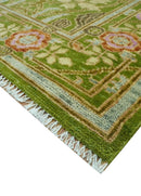 Custom Made Green And Pink Traditional Donegal Design Hand Knotted wool area rug by The Rug Decor
