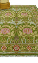 Custom Made Green And Pink Traditional Donegal Design Hand Knotted wool area rug by The Rug Decor