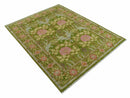 Custom Made Green And Pink Traditional Donegal Design Hand Knotted wool area rug by The Rug Decor