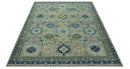 Custom Made Lt. Silver, Grey and Mustard Hand Knotted Traditional Oushak wool area rug