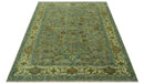 Green Hand Knotted Wool Area Rug - Antique Traditional Oushak