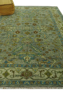 Green Hand Knotted Wool Area Rug - Antique Traditional Oushak