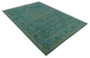 Custom Made Green Hand Knotted Antique Style  Multi Size Traditional Wool Rug