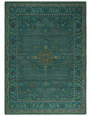 Custom Made Green Hand Knotted Antique Style  Multi Size Traditional Wool Rug