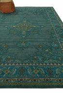 Custom Made Green Hand Knotted Antique Style  Multi Size Traditional Wool Rug