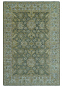 Custom Made Gray, Silver and Olive Hand knotted Traditional Oushak Wool Area Rug