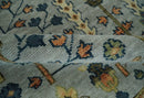 Rust and Silver Hand Knotted Turkish Traditional Heriz Wool Area Rug