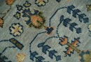 Rust and Silver Hand Knotted Turkish Traditional Heriz Wool Area Rug