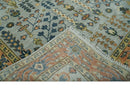 Rust and Silver Hand Knotted Turkish Traditional Heriz Wool Area Rug
