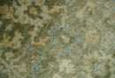 Custom Made Hand Knotted Antique Finish Green, Aqua and Beige Traditional Wool Rug