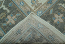 Custom Made Hand Knotted Beige and Blue Traditional Turkish Wool Area Rug