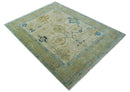 Beige and Blue Traditional Turkish Hand Knotted Wool Area Rug 9x12 Custom Made by The Rug Decor
