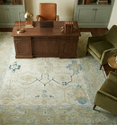 Beige and Blue Traditional Turkish Hand Knotted Wool Area Rug 9x12 Custom Made by The Rug Decor
