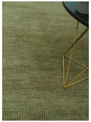 Wool Area Rug Hand Knotted Blue and Brown Striped Contemporary Modern Artisan Design