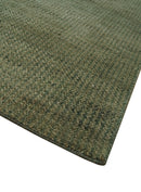 Wool Area Rug Hand Knotted Blue and Brown Striped Contemporary Modern Artisan Design