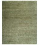 Custom Made Hand Knotted Blue and Brown Stripes Design Contemporary Area Rug