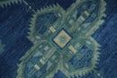 Custom Made Hand Knotted Blue and Silver Traditional Antique Style Wool Rug