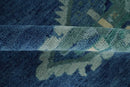 Custom Made Hand Knotted Blue and Silver Traditional Antique Style Wool Rug