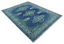 Custom Made Hand Knotted Blue and Silver Traditional Antique Style Wool Rug