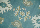 Custom Made Hand Knotted Blue, Ivory and Beige Traditional Oushak Wool Rug