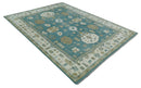 Custom Made Hand Knotted Blue, Ivory and Beige Traditional Oushak Wool Rug
