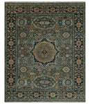 Custom Made Hand Knotted Brown, Black and Silver Traditional Wool Rug