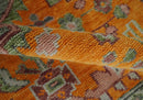 Hand Knotted Wool Area Rug - Carrot Red and Silver Heriz Traditional