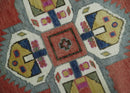 Hand Knotted Wool Rug Dark Peach and Silver - Traditional