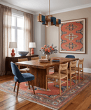 Hand Knotted Wool Rug Dark Peach and Silver - Traditional