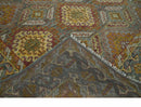 Custom Made Hand Knotted Gold and Gray Multi Size Oriental Traditional Wool Area Rug