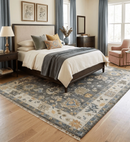 Green and Ivory Hand-Knotted Oushak Wool Area Rug - Traditional by The Rug Decor