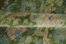 Wool Hand Knotted Traditional Oushak Area Rug - Green Silver Peach