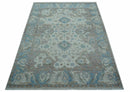 Custom Made Hand Knotted Ivory and Blue Traditional Turkish Afghan Wool Rug