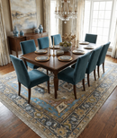 Hand-Knotted Custom Heriz Serapi Wool Rug - Modern Tribal Design Ivory Camel Teal by The Rug Decor