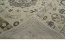 Custom Made Hand Knotted Ivory and Charcoal Medallion Pattern Wool Area Rug