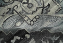 Custom Made Hand Knotted Ivory and Charcoal Traditional Wool Area Rug