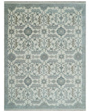 Custom Made Hand Knotted Ivory and Silver Oriental Oushak Multi Size Traditional Wool Area Rug, Living Room and Bedroom Rug
