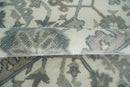 Custom Made Hand Knotted Ivory and Silver Oriental Oushak Multi Size Traditional Wool Area Rug, Living Room and Bedroom Rug