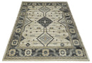 Custom Made Hand Knotted Ivory, Charcoal and Beige Traditional Wool Area Rug