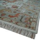 Ivory Silver Rust Hand Knotted Wool Area Rug - Traditional Heriz Serapi