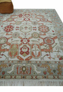 Ivory Silver Rust Hand Knotted Wool Area Rug - Traditional Heriz Serapi