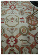 Ivory Silver Rust Hand Knotted Wool Area Rug - Traditional Heriz Serapi