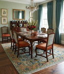 Rust and Silver Hand Knotted Turkish Traditional Heriz Wool Area Rug