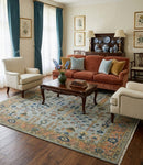 Rust and Silver Hand Knotted Turkish Traditional Heriz Wool Area Rug
