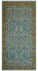 Rust and Silver Hand Knotted Turkish Traditional Heriz Wool Area Rug