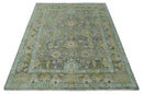 Custom Made Hand Knotted Moss Green Gray and Green Oriental Oushak Multi Size Traditional Wool Area Rug