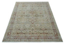 Custom Made Hand Knotted Olive and Rust Distressed Traditional Antique Look Wool Rug
