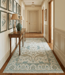 Ivory and Light Blue Wool Oushak Area Rug - Hand Knotted Custom by The Rug Decor