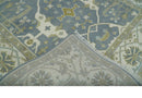 Custom Made Hand Knotted Oriental Oushak Ivory, Charcoal and Olive Wool Area Rug