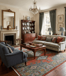 Traditional Hand Knotted Wool Persian Area Rug Rust Blue Olive